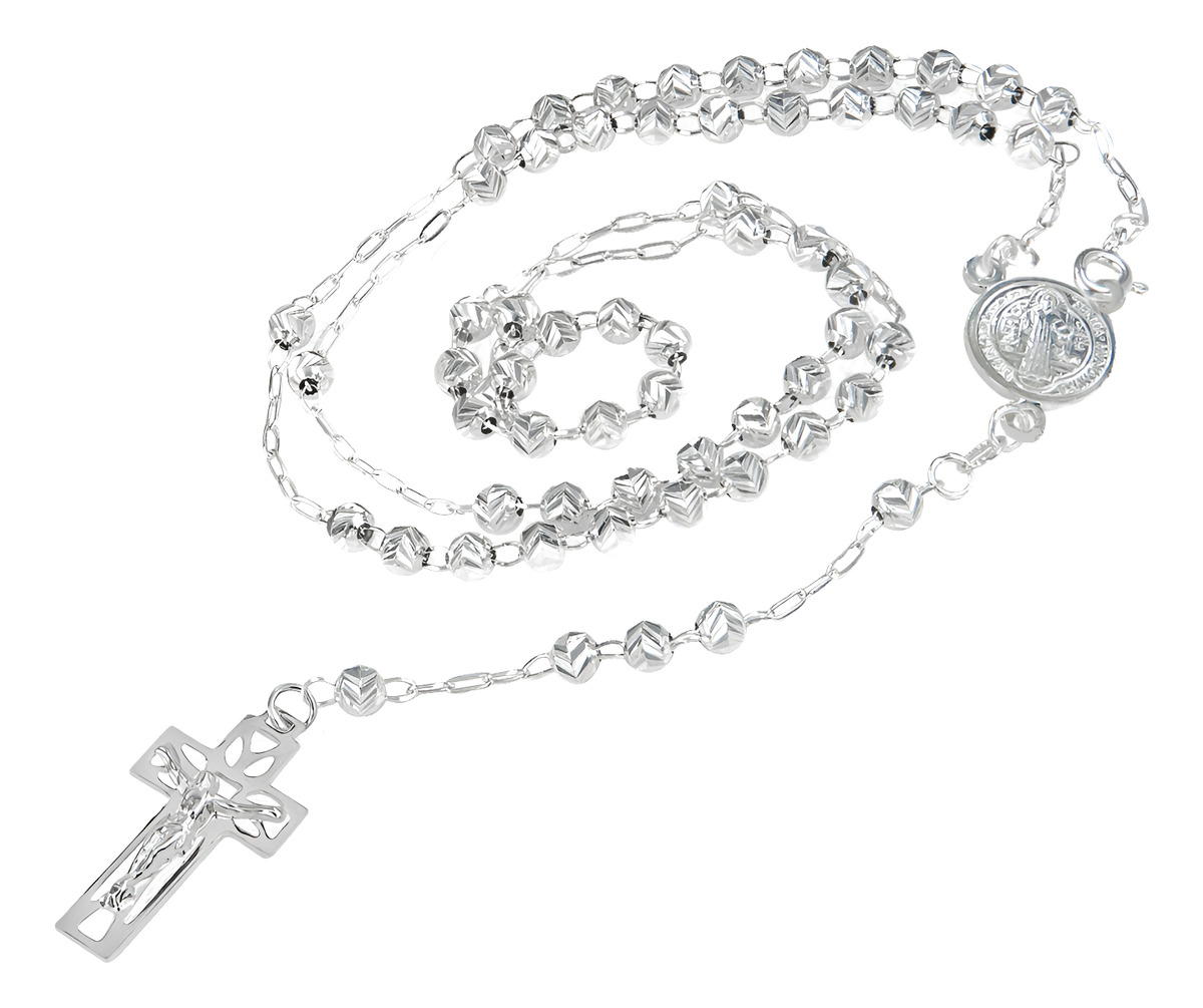 Foto 1 | Rosario de Plata Ley 925 con Bola Diamantada de 55 cm
