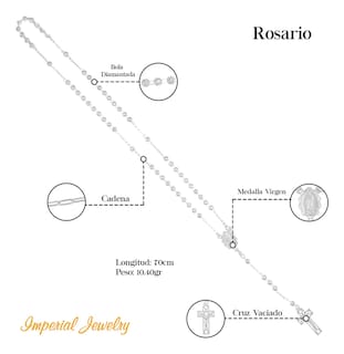 Foto 7 | Rosario De Plata Ley 925 Con Bola Diamantada De 70 Cm