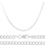 Cadena De Plata 925 Estilo Barbada De 50 Cm Calibre 3.8mm