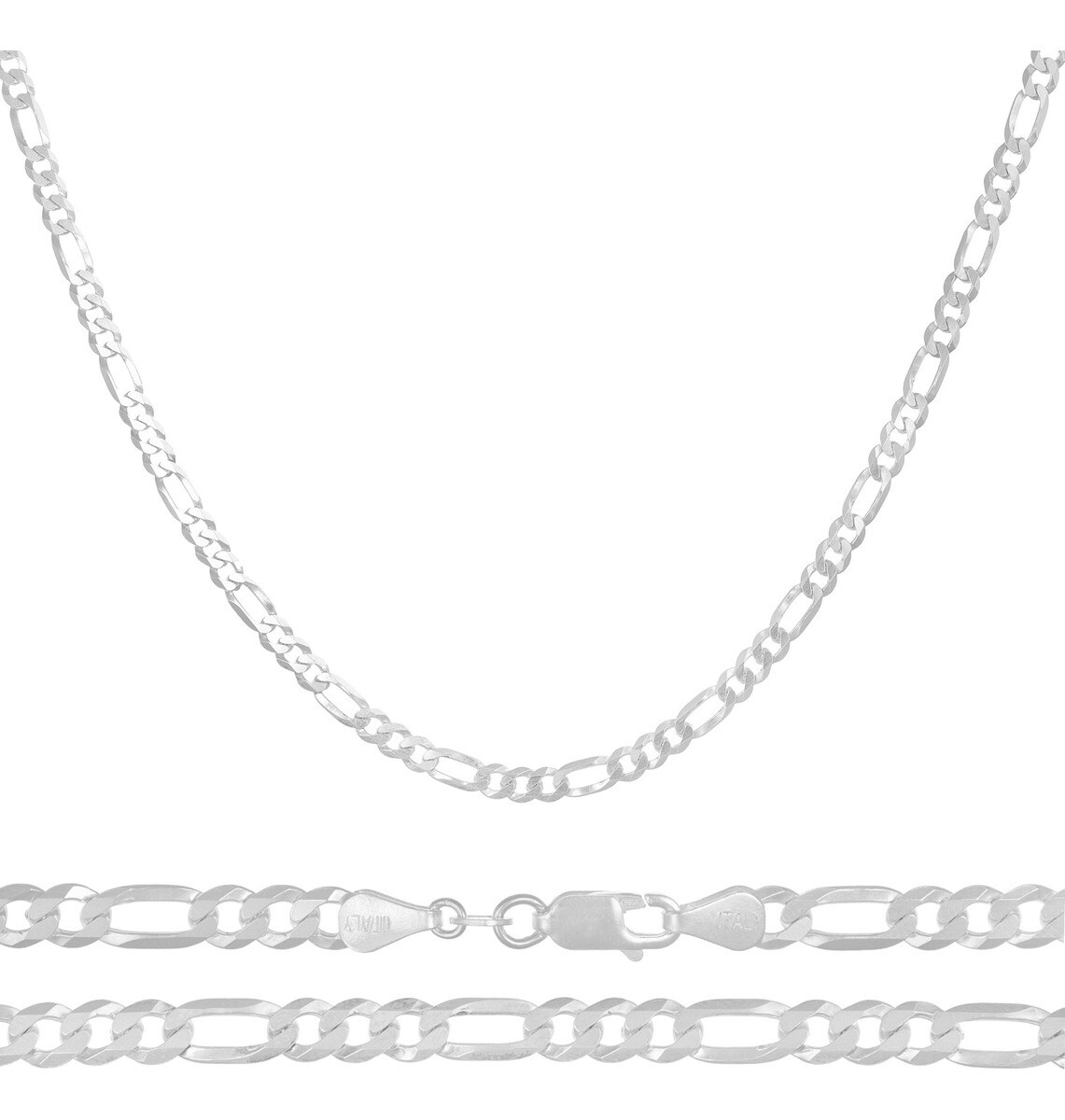 Cadena De Plata 925 Estilo 3x1 Figaro De 55 Cm Calibre 5.1mm $1,499