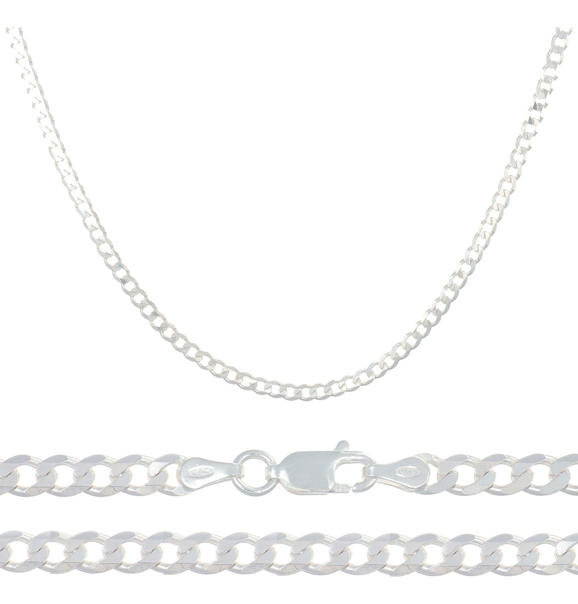 Cadena De Plata 925 Estilo Barbada De 45 Cm Calibre 3.2mm $799