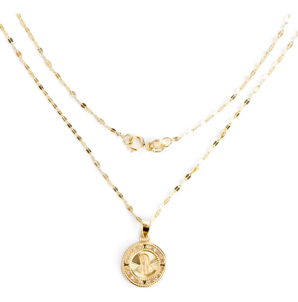 Foto 4 pulgar | Collar De Medalla Nacional De Rostro De La Virgen De Oro 14k
