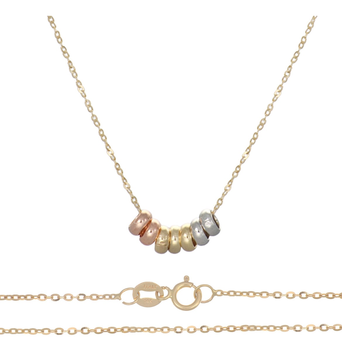 Cadena De Oro Mujer Italiana 10k Gargantilla Aros Tricolor $2,299