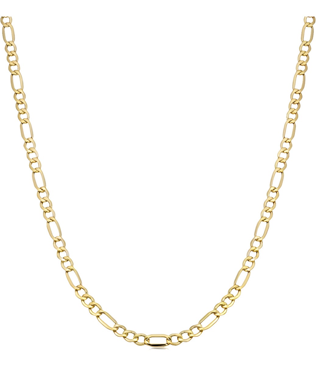 Cadena De Oro Italiano 10k, Estilo Figaro 3x1 Hueca, 40 Cm $3,299
