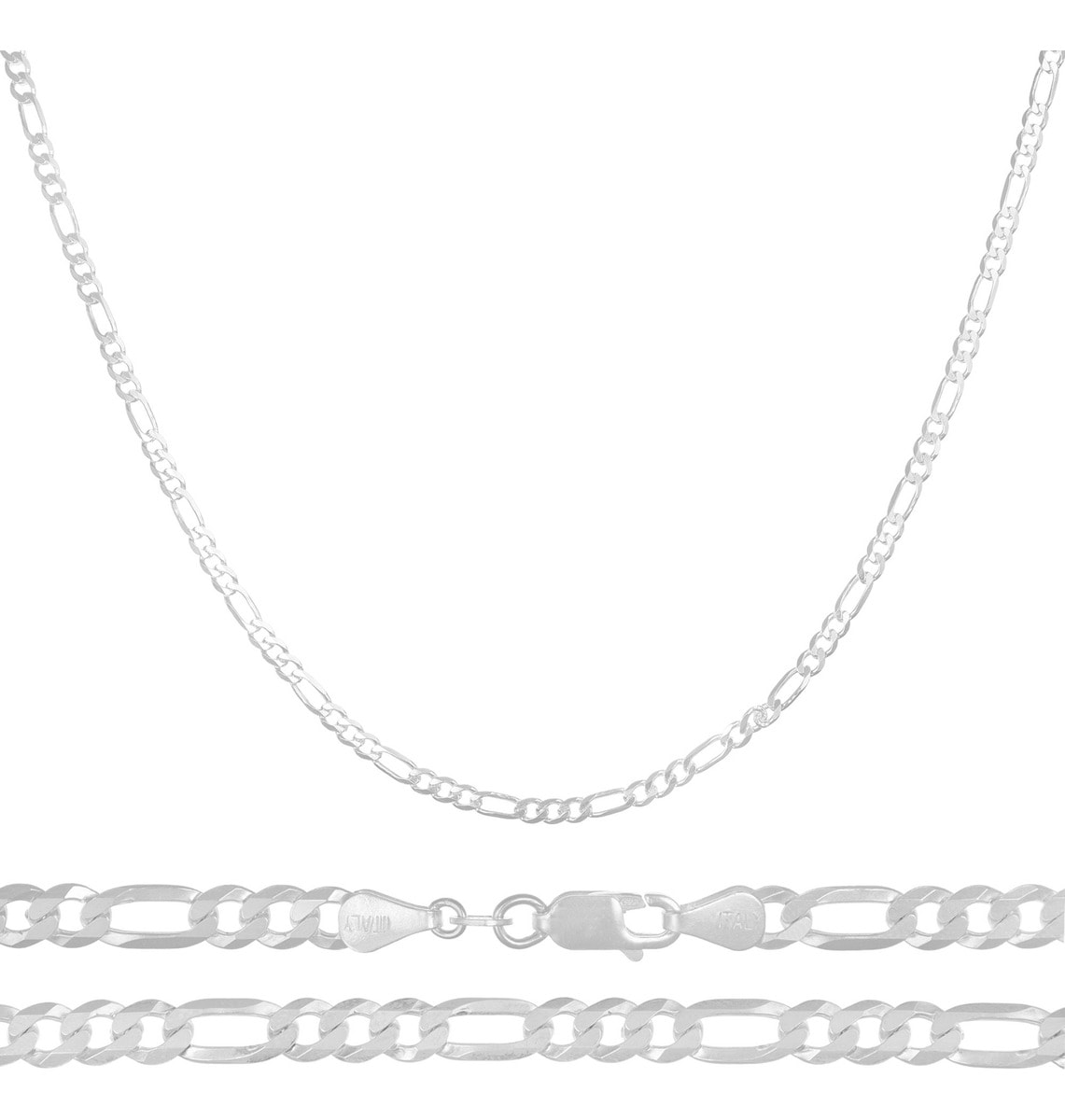 Cadena De Plata 925 Estilo 3x1 Figaro De 50 Cm Calibre 4.1mm $1,099