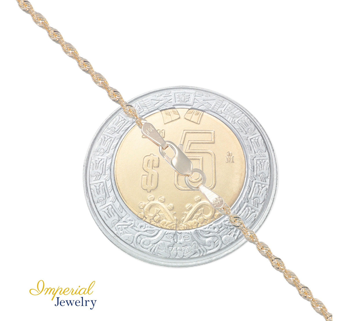 Foto 4 | Cadena De Oro Hombre Italiano Torsal 10k Calibre 2.4mm 50 Cm