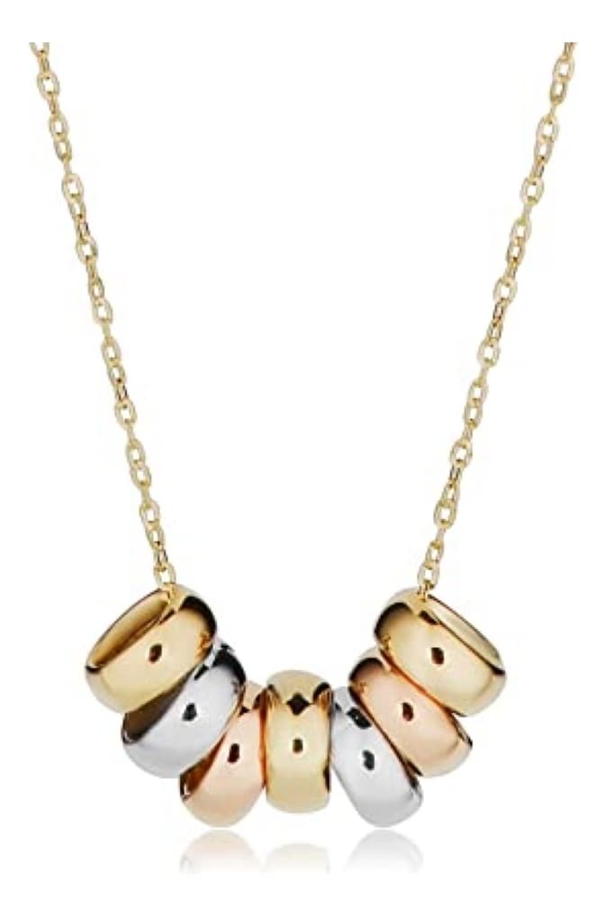 Gargantilla De Oro Italiano 14k Con Aros Tricolores $2,699