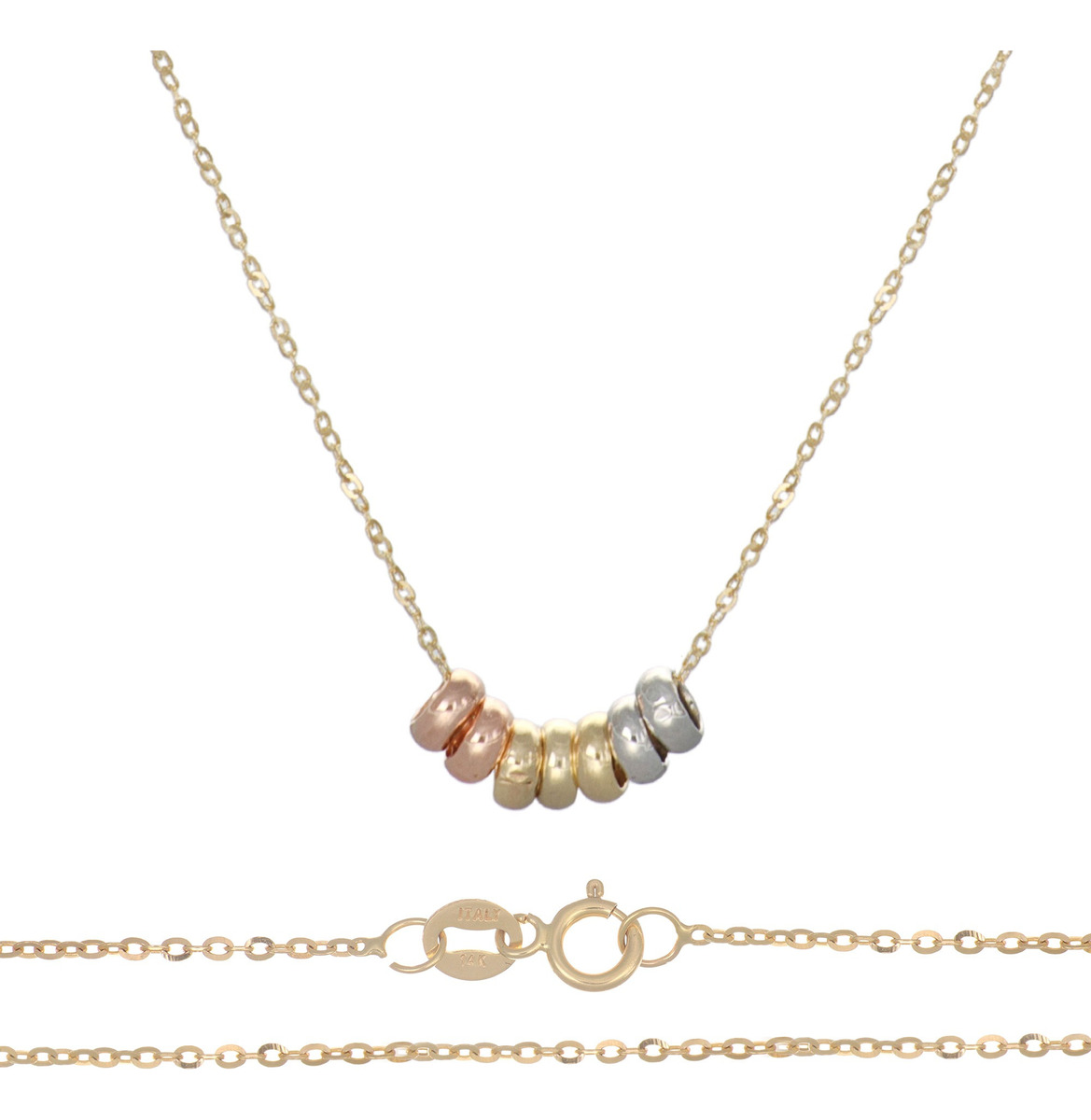 Foto 3 pulgar | Gargantilla De Oro Italiano 14k Con Aros Tricolores