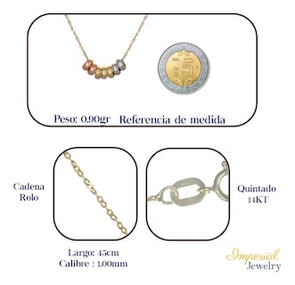 Foto 3 | Gargantilla De Oro Italiano 14k Con Aros Tricolores