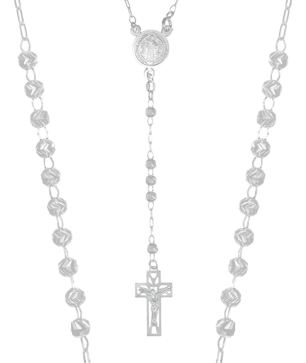 Foto 7 | Rosario De Plata Ley 925 Con Bola Diamantada De 45 Cm