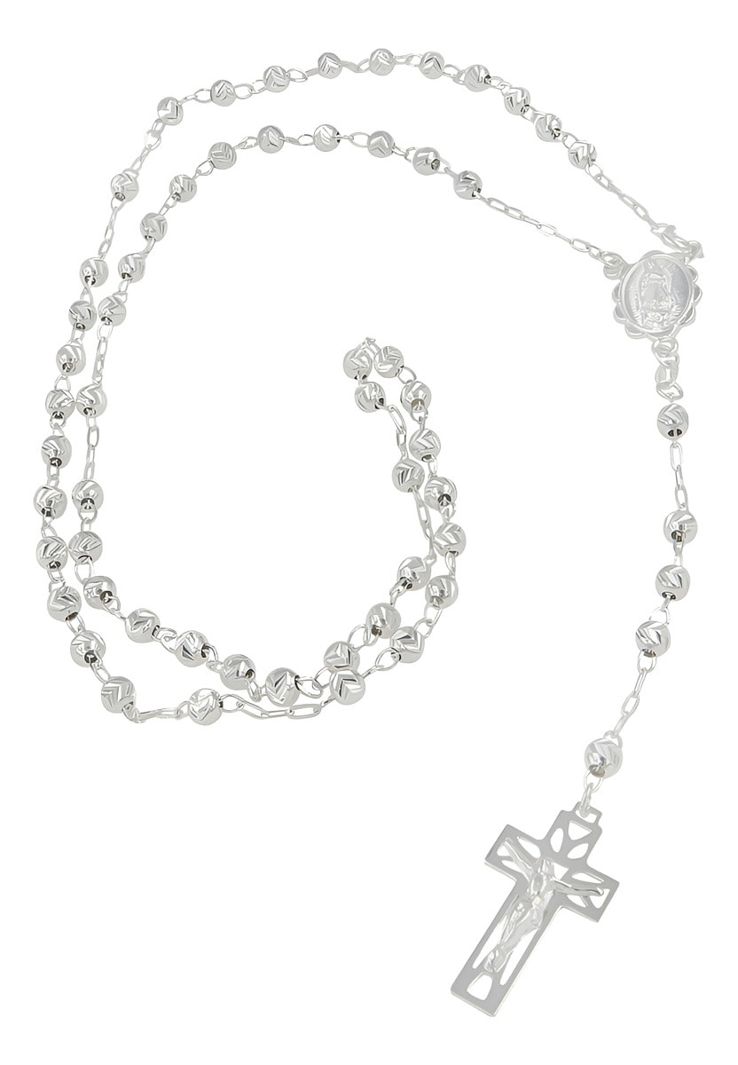 Rosario De Plata Ley 925 Con Bola Diamantada De 55 Cm $1,099