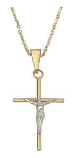 Foto 1 | Collar de Cruz de Tubo con Cristo Rodinado de Oro de 10k