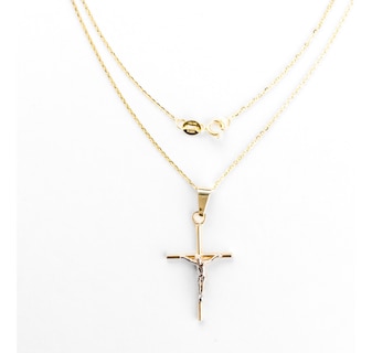 Foto 7 | Collar de Cruz de Tubo con Cristo Rodinado de Oro de 10k