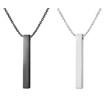 Foto 1 | Collar Acero Inoxidable Dije Rectangular Hombre Y Mujer 2 Pzs Negro/plata