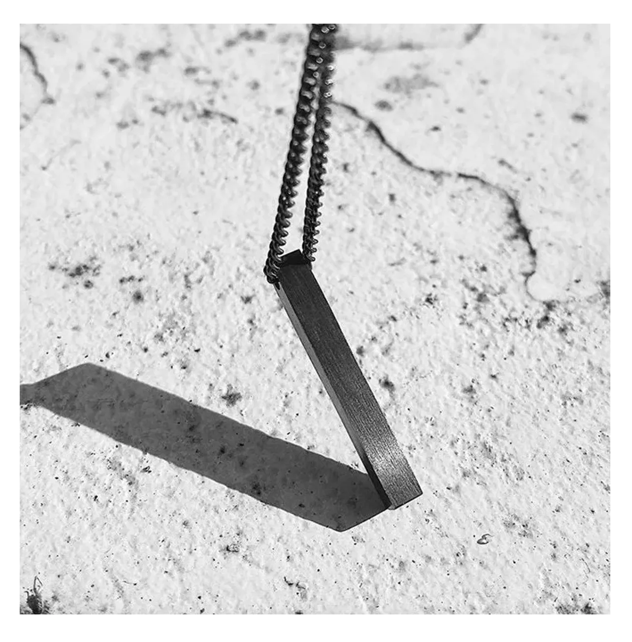 Foto 6 pulgar | Collar Acero Inoxidable Dije Rectangular Hombre Y Mujer 2 Pzs Negro/plata