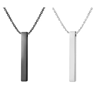 Foto 1 | Collar Acero Inoxidable Dije Rectangular 2 Piezas Negro y Plata