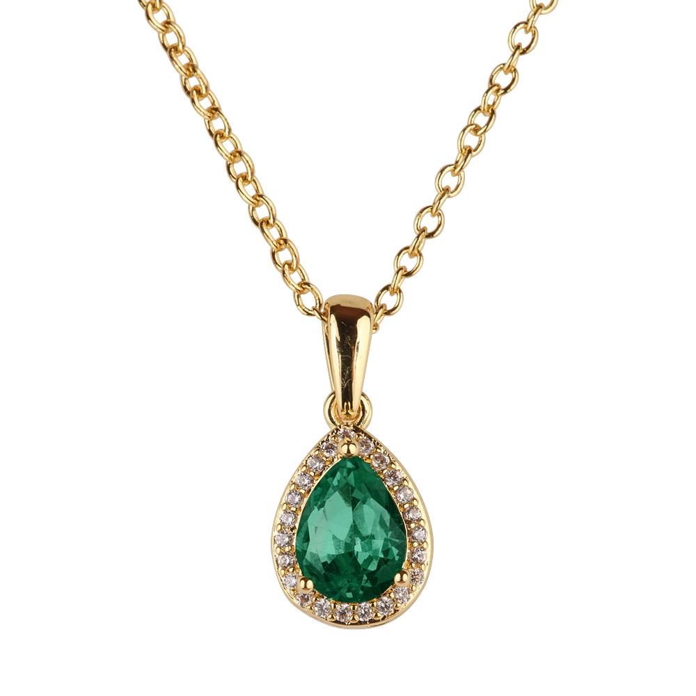 Collar Oro 14k Zirconia Cúbica Regalos Joyería Mujer Luckyly Dory Verde