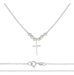 Foto 1 | Collar De Cruz De Plata 925 Con Bola Diamantada De 45 Cm