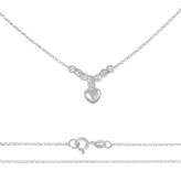 Collar De Corazon De Plata 925 Con Bola Diamantada De 45 Cm