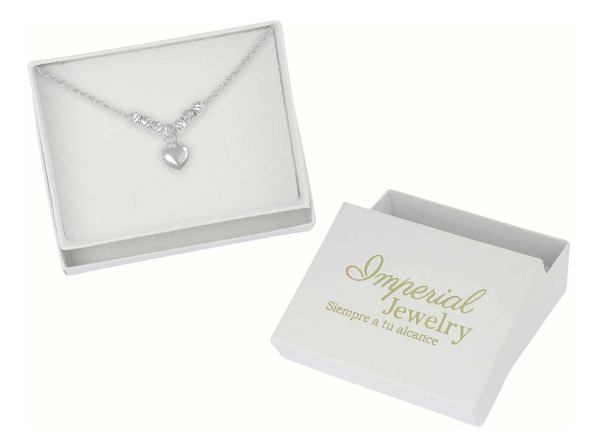 Foto 4 | Collar De Corazon De Plata 925 Con Bola Diamantada De 45 Cm
