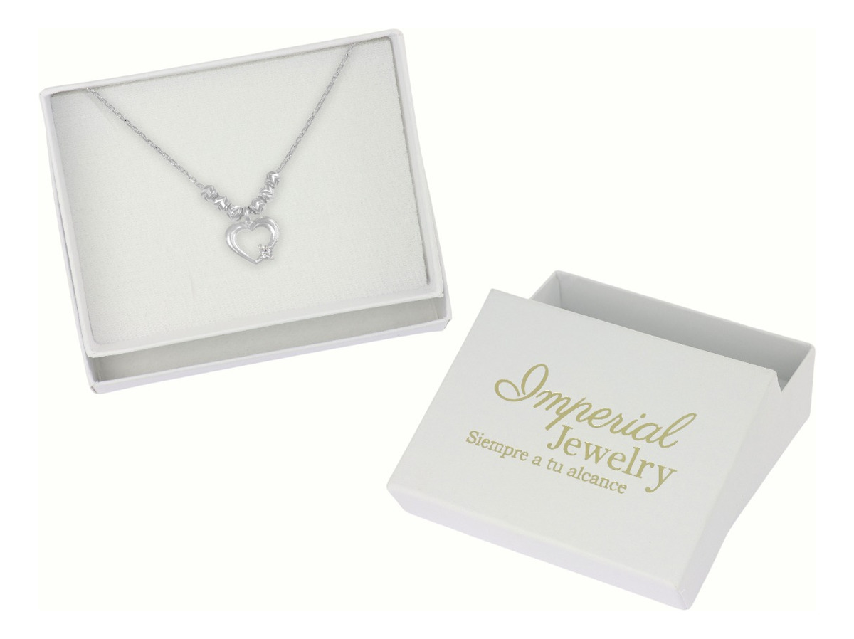 Foto 4 | Collar De Corazon De Plata 925 Con Bola Diamantada De 45 Cm