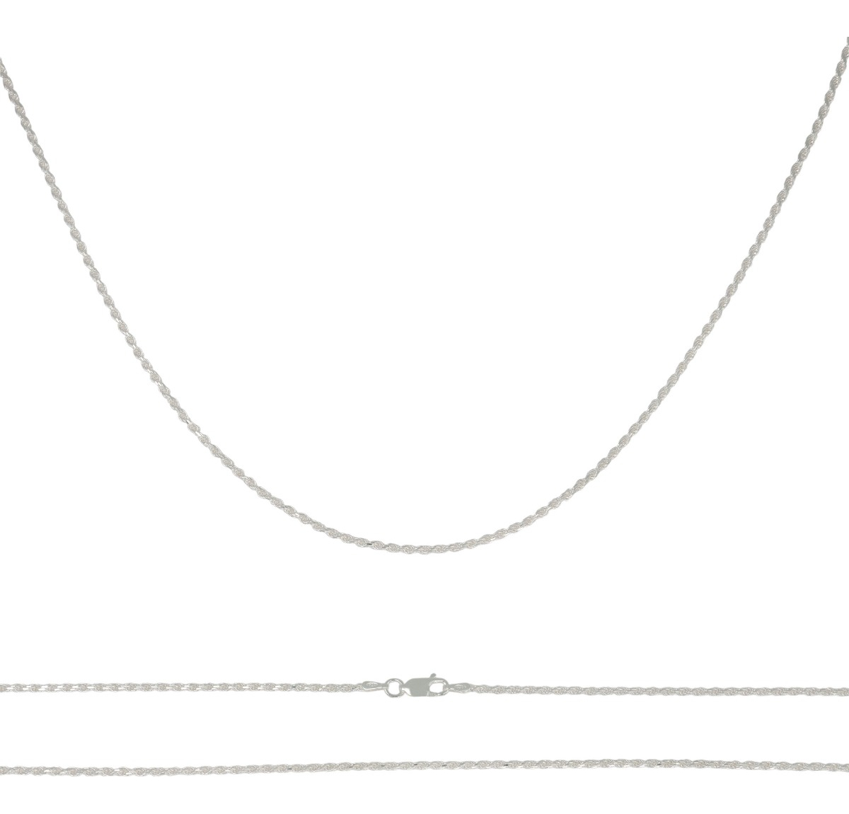 Foto 1 | Cadena Torsal De Plata Ley 925 Diamantada De 55 Cm De 2mm