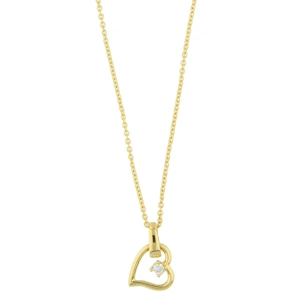 Foto 2 pulgar | Collar Para Mujer Con Cristal Fino Europeo En Forma De Corazón Chueco– Bañado En Oro 14k-
