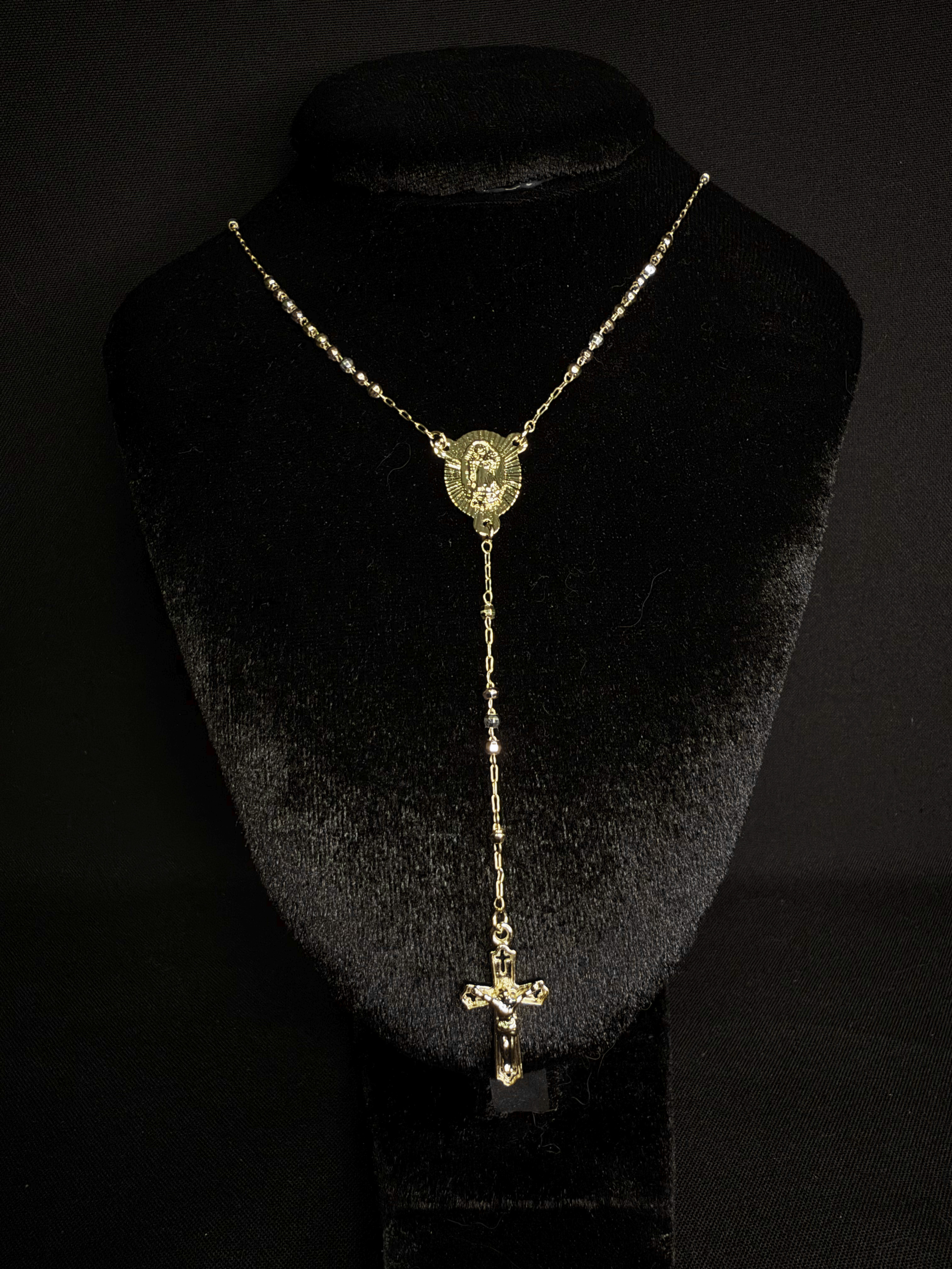 Foto 6 pulgar | Rosario Con Dije Virgen De Guadalupe Y Cristo Oro Laminado 18k Facetado