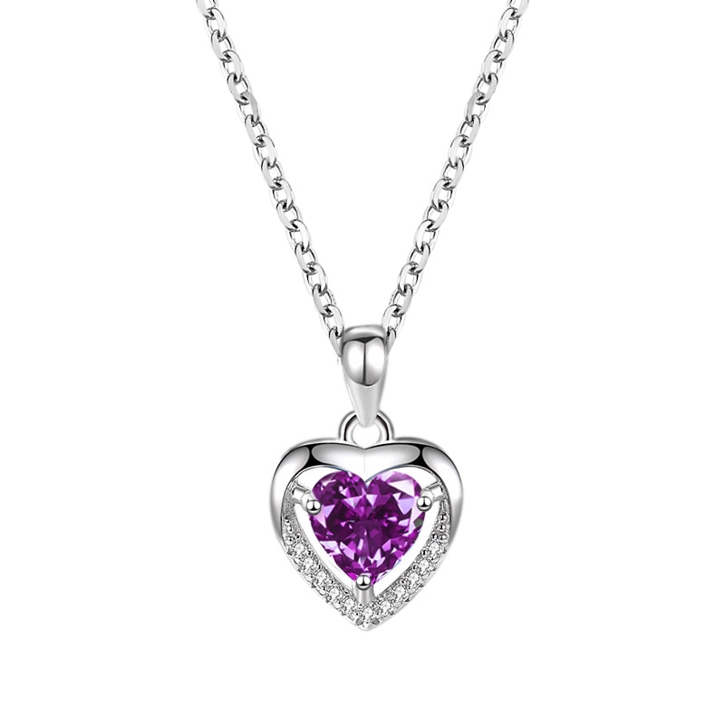 Foto 1 | Collar Con Colgante De Plata 925, Cristal En Forma De Corazón, Circonita, Elegante - Venta Internacional.