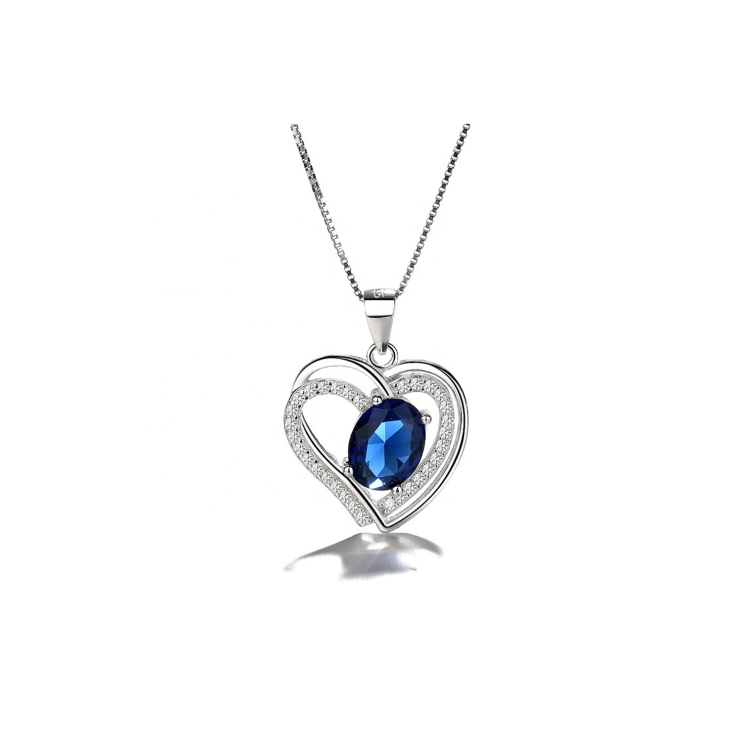 Collar De Plata 925 Con Zafiro De Laboratorio Para Mujer - Venta Internacional.