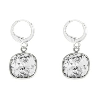 Foto 1 | Aretes Colgantes Cuadrados Baño De Rodio Y Cristal Swarovski - Brillo Y Sofisticación En Cada Movimiento