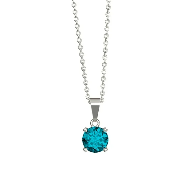 Collar Solitario Con Cristal Swarovski Turquesa - Elegancia Y Color Radiante