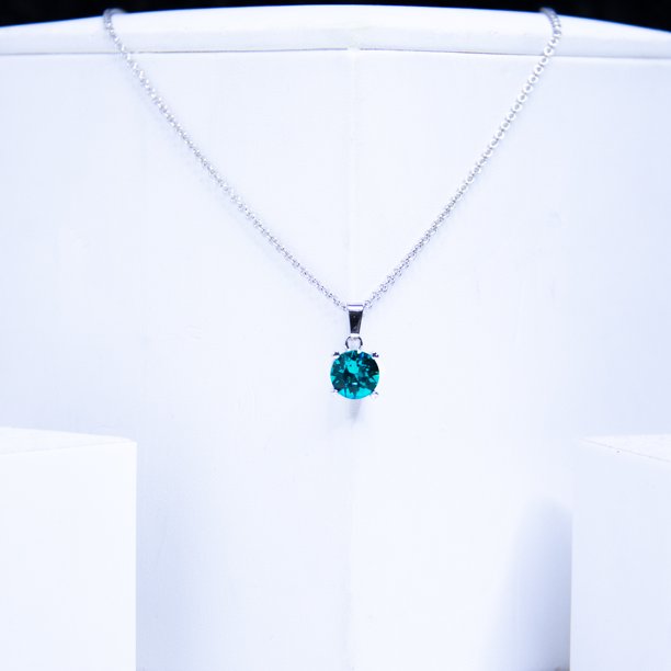 Foto 3 | Collar Solitario Con Cristal Swarovski Turquesa - Elegancia Y Color Radiante