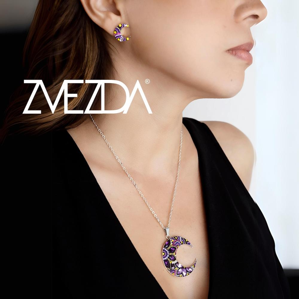 Foto 3 pulgar | Set Collar Y Aretes Luna Zvezda 0.925 Mujer