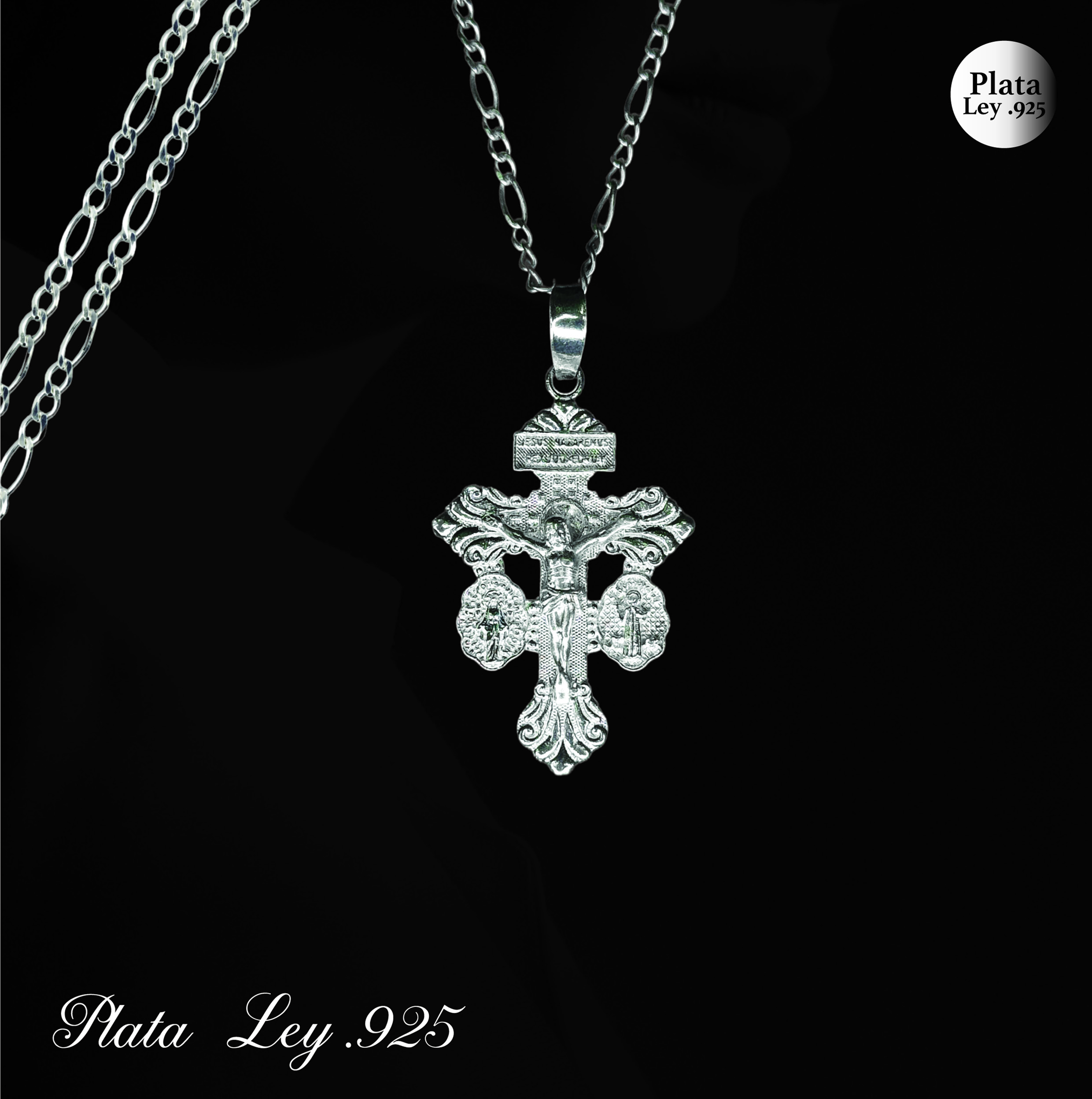 Foto 4 pulgar | Dije de Plata Cruz del Perdón con Cadena de Plata Calibre 50