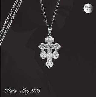 Foto 3 | Dije de Plata Cruz del Perdón con Cadena de Plata Calibre 50