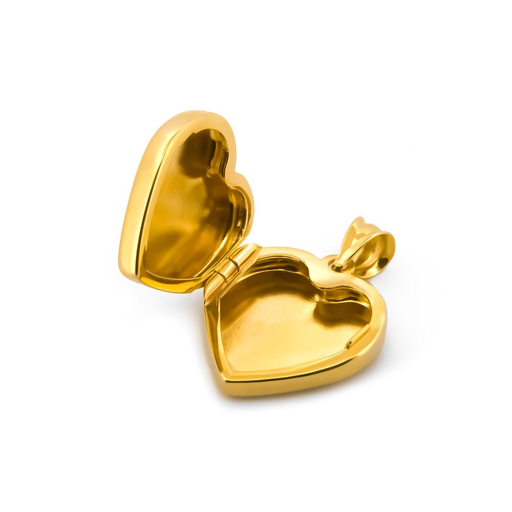 Foto 2 pulgar | Cadena Con Dije De Corazón Relicario Liso Oro Sólido 10k