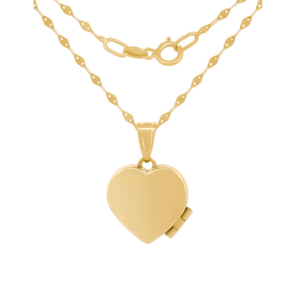 Foto 4 pulgar | Cadena Con Dije De Corazón Relicario Liso Oro Sólido 10k