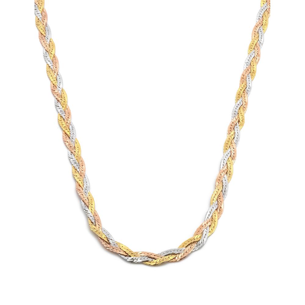 Foto 2 pulgar | Cadena Gargantilla Dama Trenza 40 Cm 3 Oros Sólido 14k