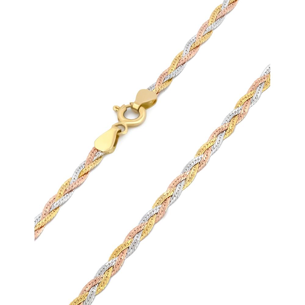 Foto 3 pulgar | Cadena Gargantilla Dama Trenza 40 Cm 3 Oros Sólido 14k