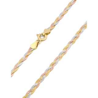Foto 2 | Cadena Gargantilla Dama Trenza 40 Cm 3 Oros Sólido 14k