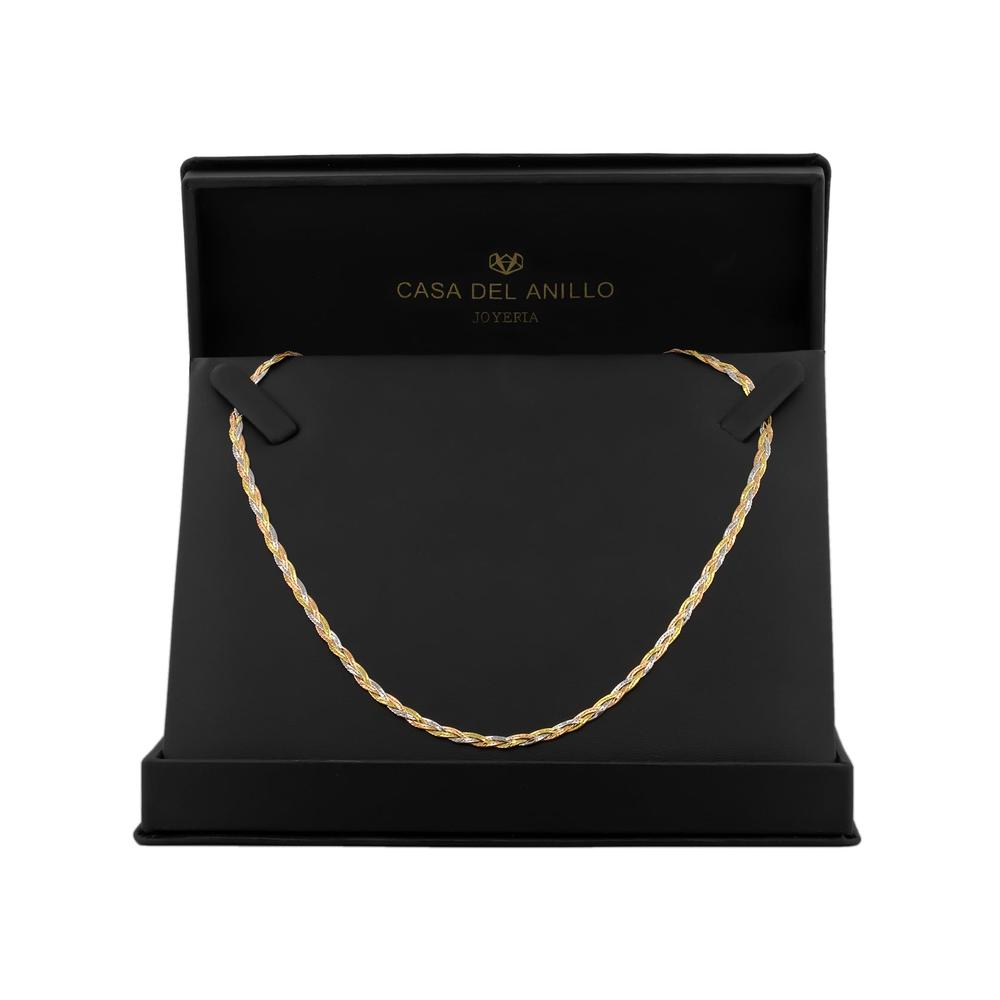 Foto 5 pulgar | Cadena Gargantilla Dama Trenza 40 Cm 3 Oros Sólido 14k