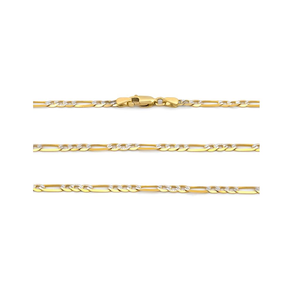 Foto 2 | Cadena Figaro Diamantada 2.5 Mm 60 Cm Oro Sólido 14k