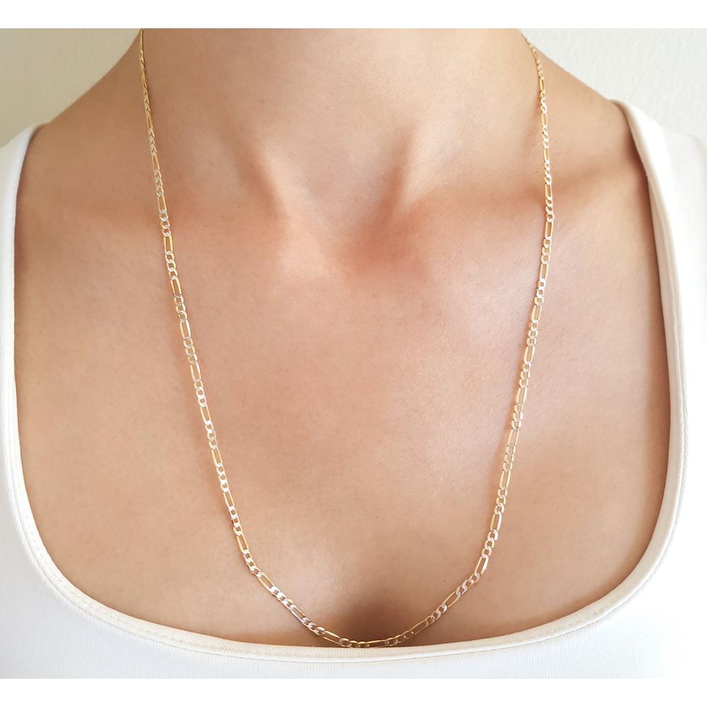 Foto 4 | Cadena Figaro Diamantada 2.5 Mm 60 Cm Oro Sólido 14k