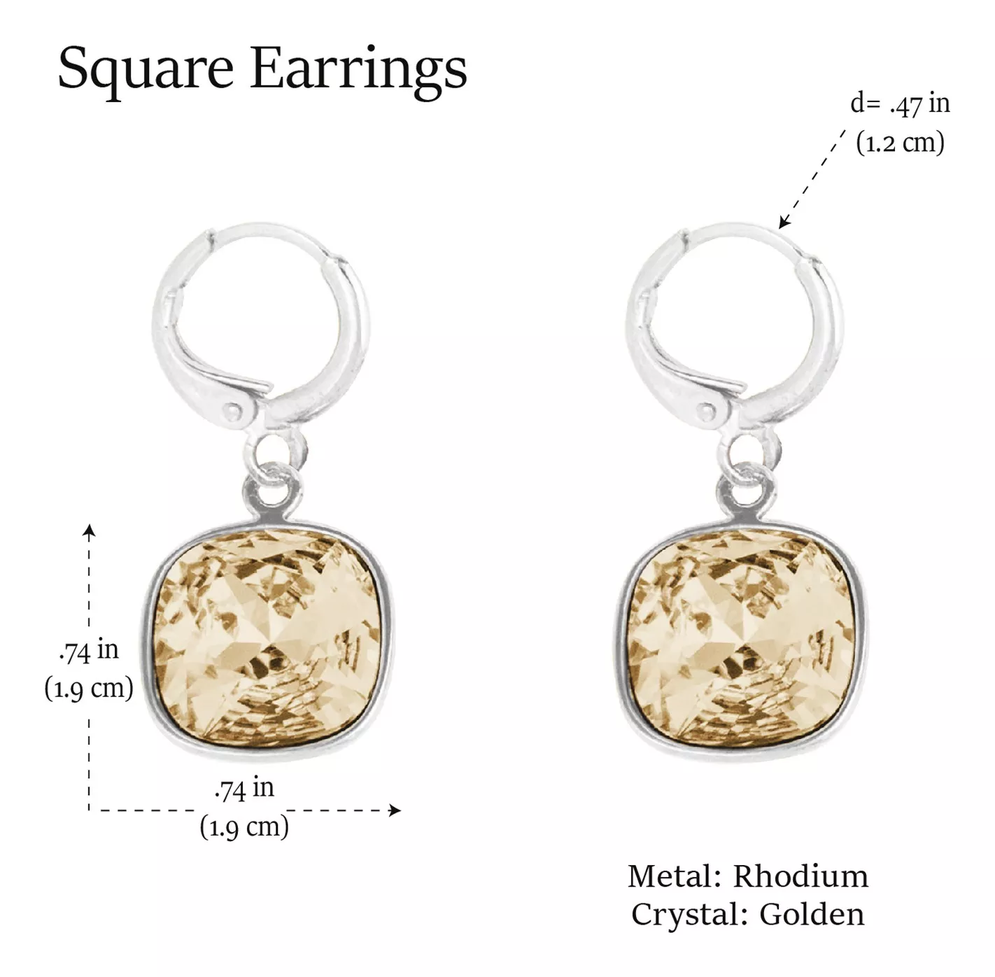 Foto 3 pulgar | Aretes Colgantes Cuadrados Baño De Rodio Y Cristal Swarovski - Brillo Y Sofisticación En Cada Movimiento