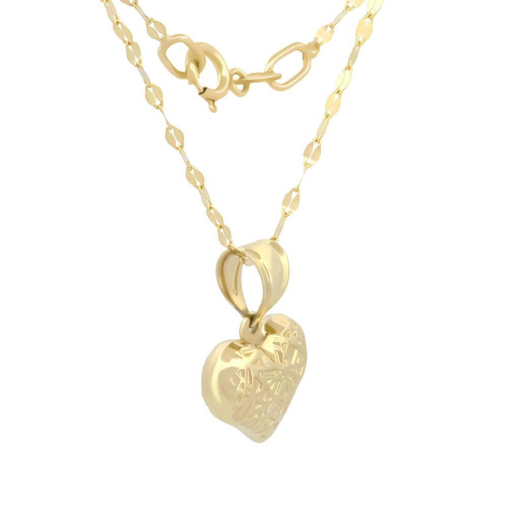 Foto 4 pulgar | Cadena Y Dije Corazón Lineas Oro Amarillo 10k