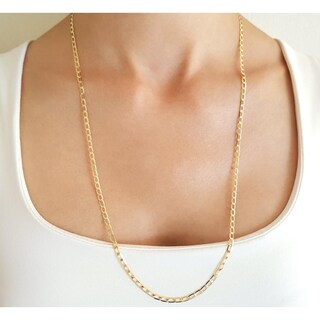 Foto 5 | Cadena Barbada Inglesa Diamantada 55 Cm 3 Mm Oro Italiano Sólido 14k