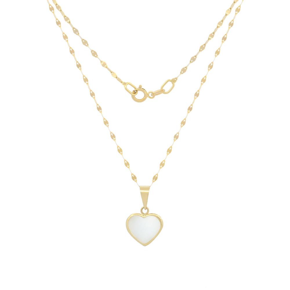 Foto 2 | Cadena Gargantilla Dije Corazón Abulón 1 Cm Oro Sólido 10k