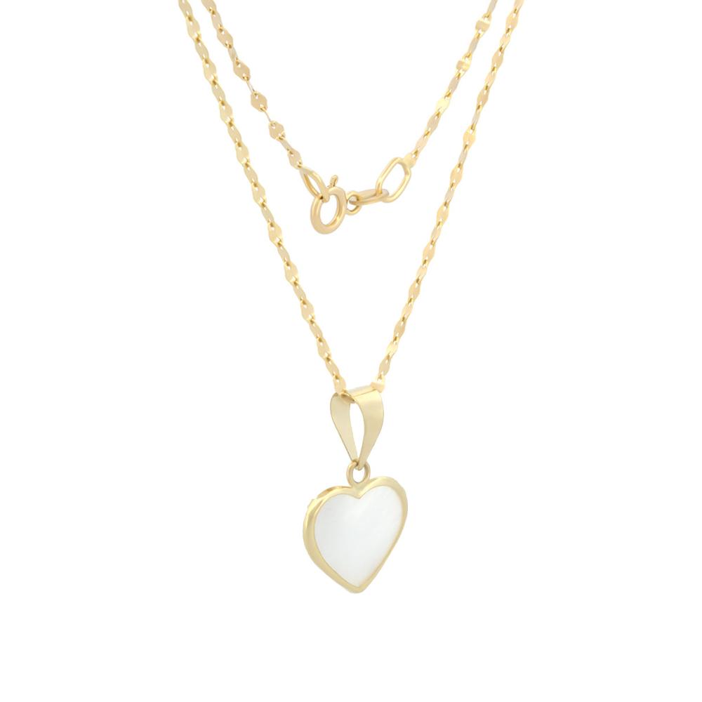 Foto 4 pulgar | Cadena Gargantilla Dije Corazón Abulón 1 Cm Oro Sólido 10k
