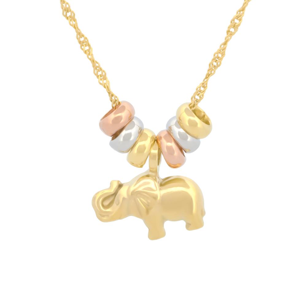 Foto 2 pulgar | Cadena Gargantilla Dama Elefante Aros 3 Oros 10k Sólido
